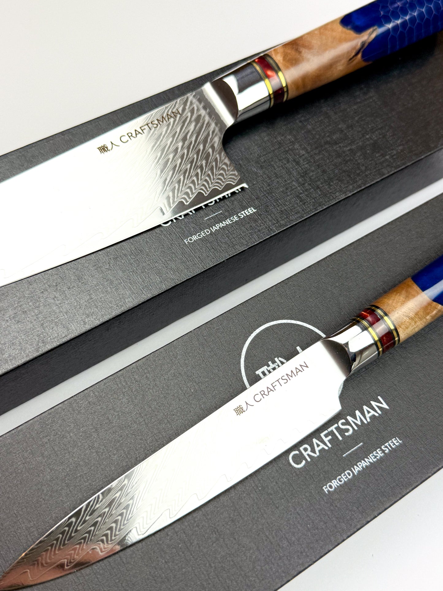 4.3" Utility Knife - Solidified Wood With Resin Honeycomb Handle.