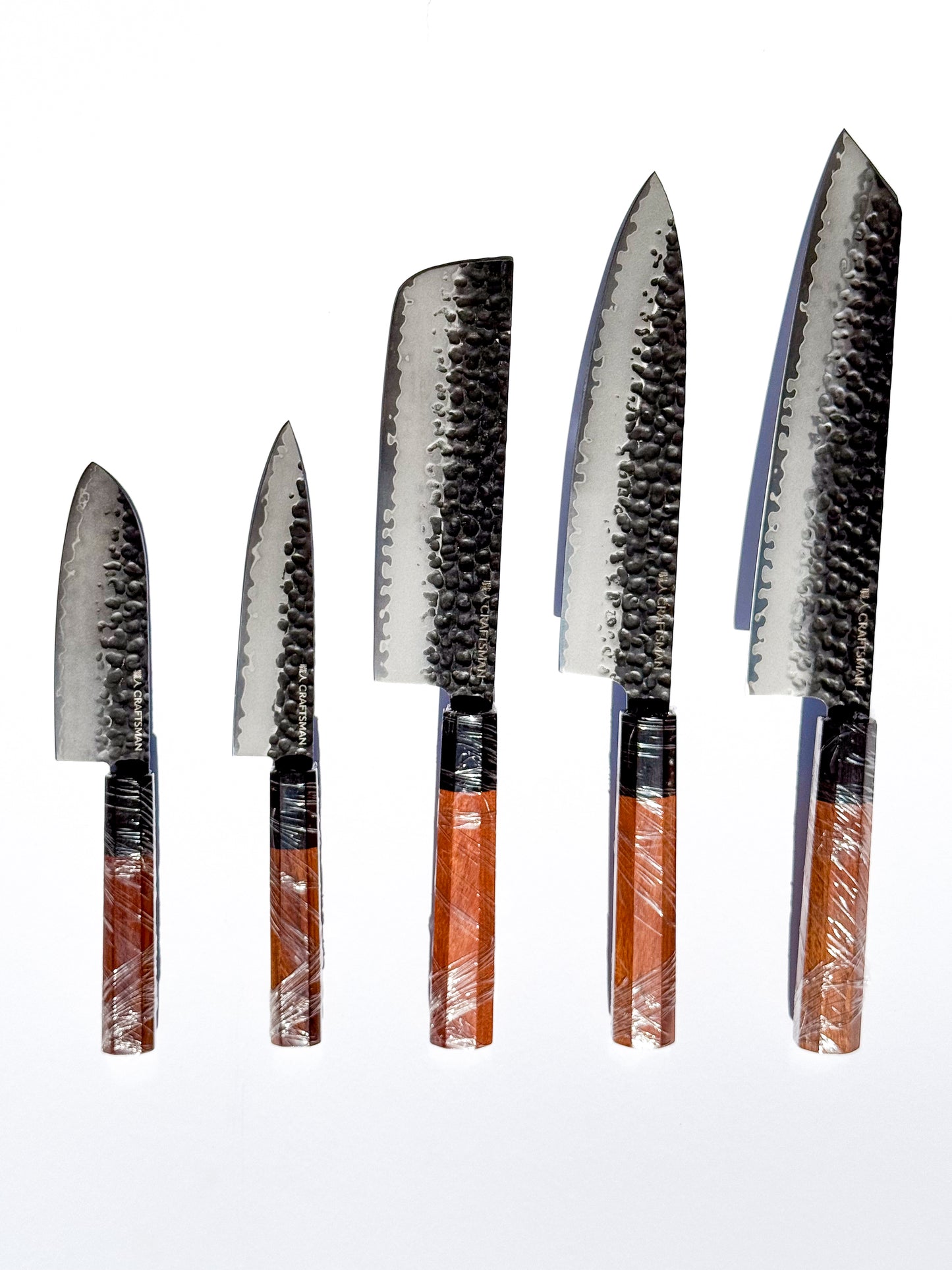 5-Piece Knife Set – Ebony & Mkuruti Wood (with Premium Wooden Covers)