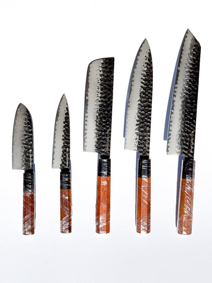 5-Piece Knife Set – Ebony & Mkuruti Wood (with Premium Wooden Covers)