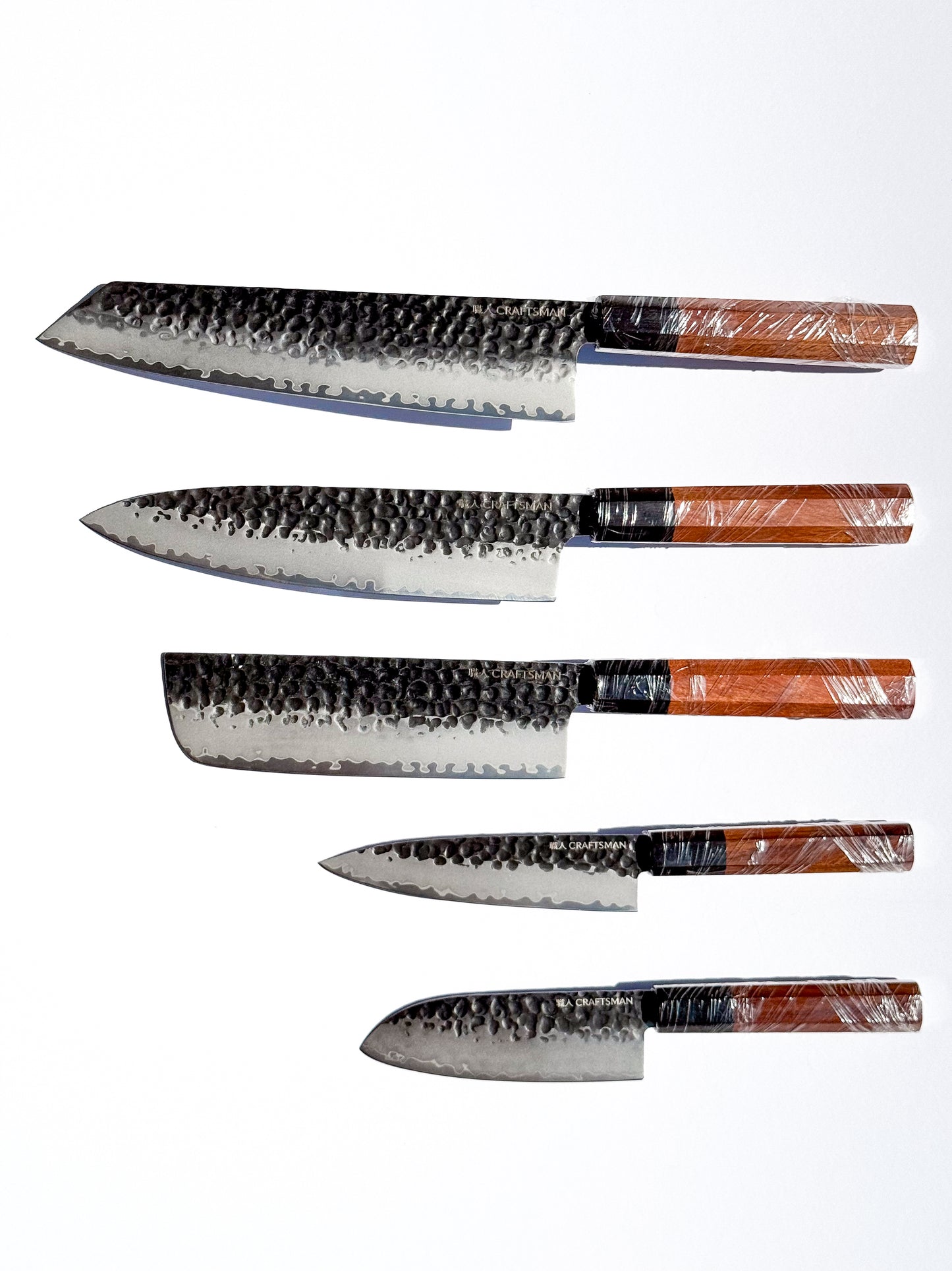 5-Piece Knife Set – Ebony & Mkuruti Wood (with Premium Wooden Covers)