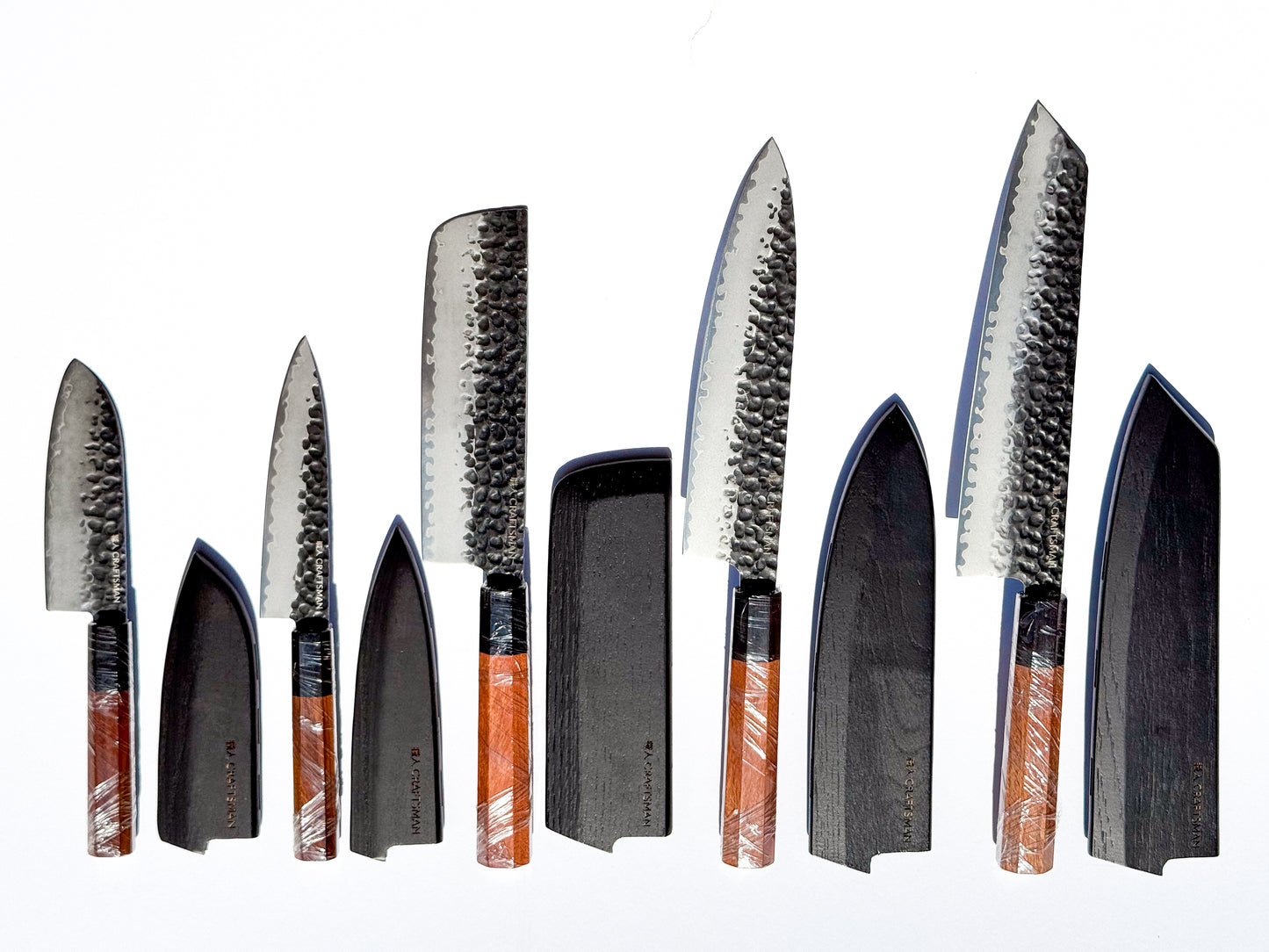 5-Piece Knife Set – Ebony & Mkuruti Wood (with Premium Wooden Covers)