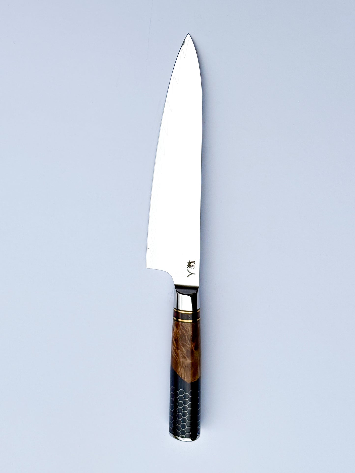 8" Chef Knife - Wood, Resin and Honeycomb Handle Design.