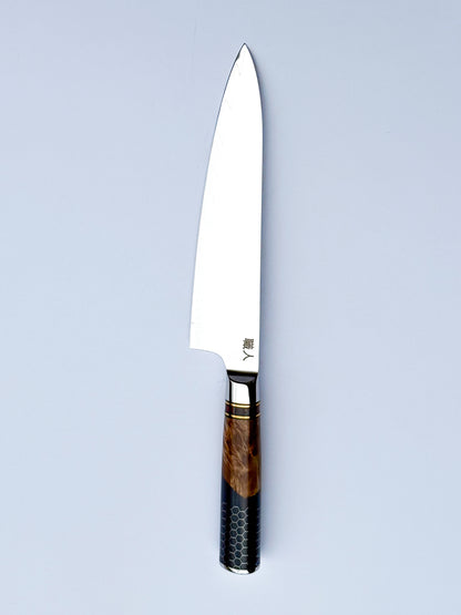 8" Chef Knife - Wood, Resin and Honeycomb Handle Design.