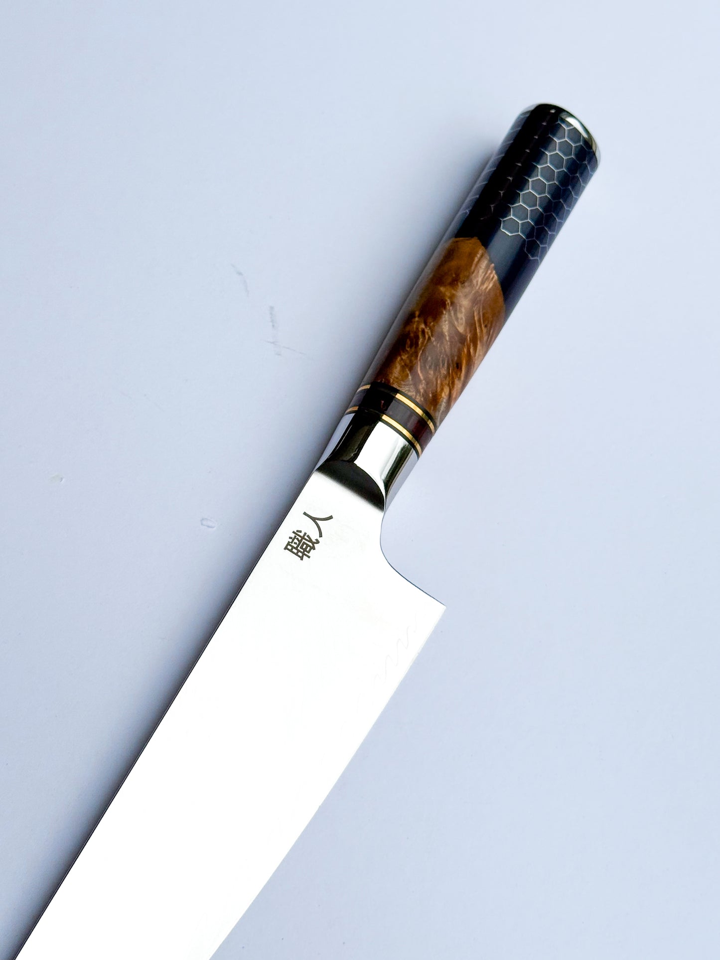 8" Chef Knife - Wood, Resin and Honeycomb Handle Design.