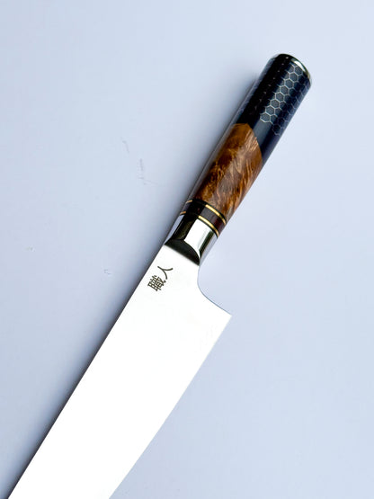 8" Chef Knife - Wood, Resin and Honeycomb Handle Design.