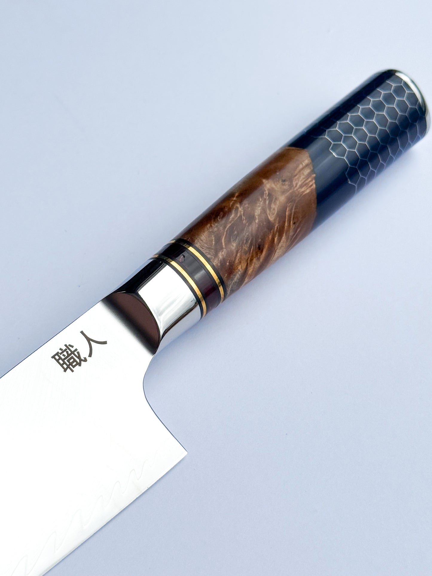 8" Chef Knife - Wood, Resin and Honeycomb Handle Design.