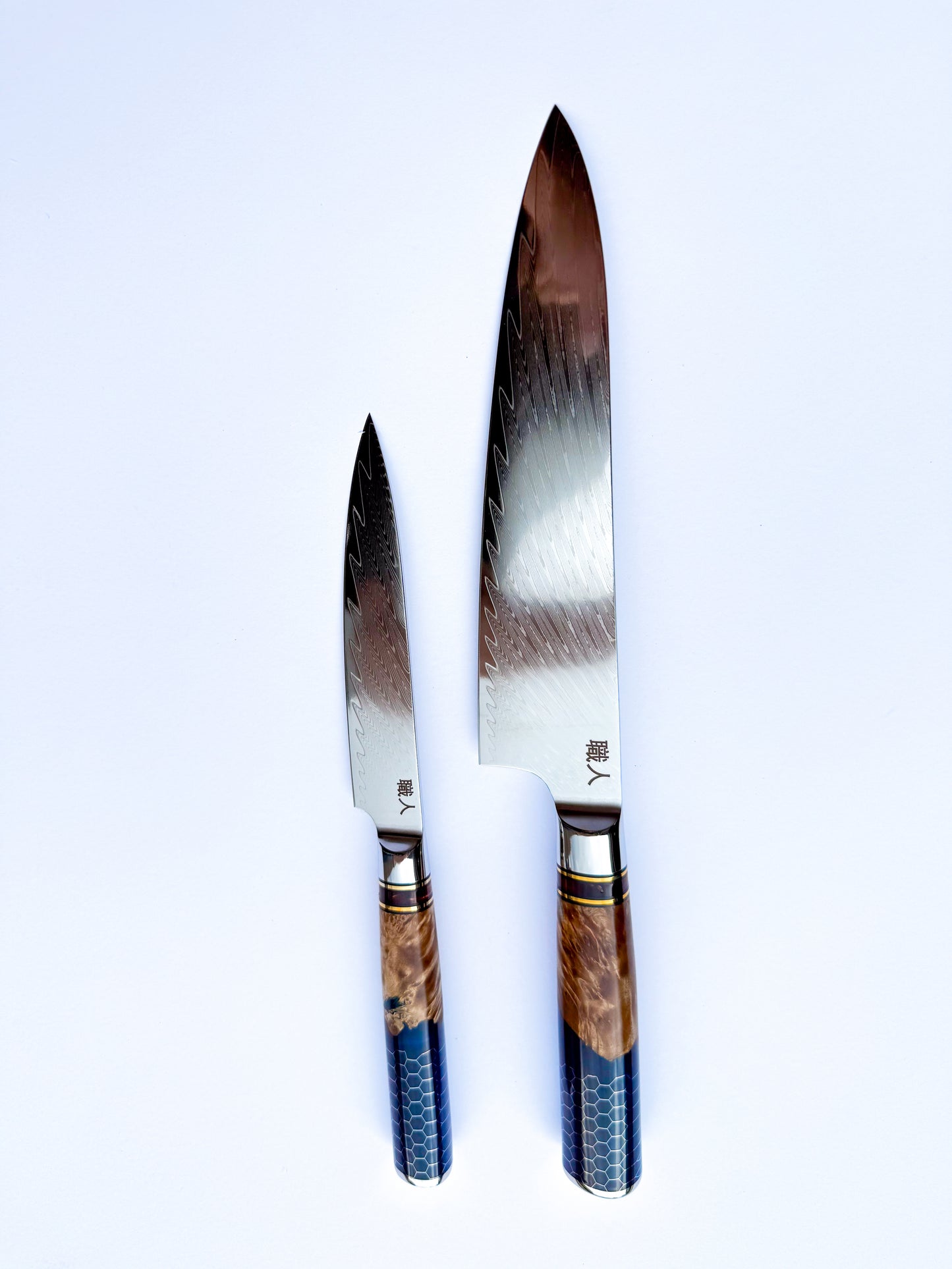 8" Chef Knife - Wood, Resin and Honeycomb Handle Design.