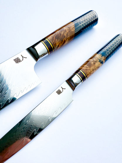 8" Chef Knife - Wood, Resin and Honeycomb Handle Design.