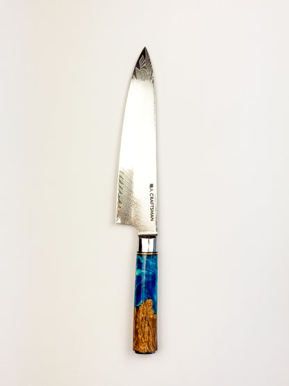 8" Chef Knife – Resin & Solidified Wood Handle