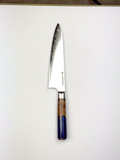 8" Chef Knife - Wood, Resin and Honeycomb Handle Design.