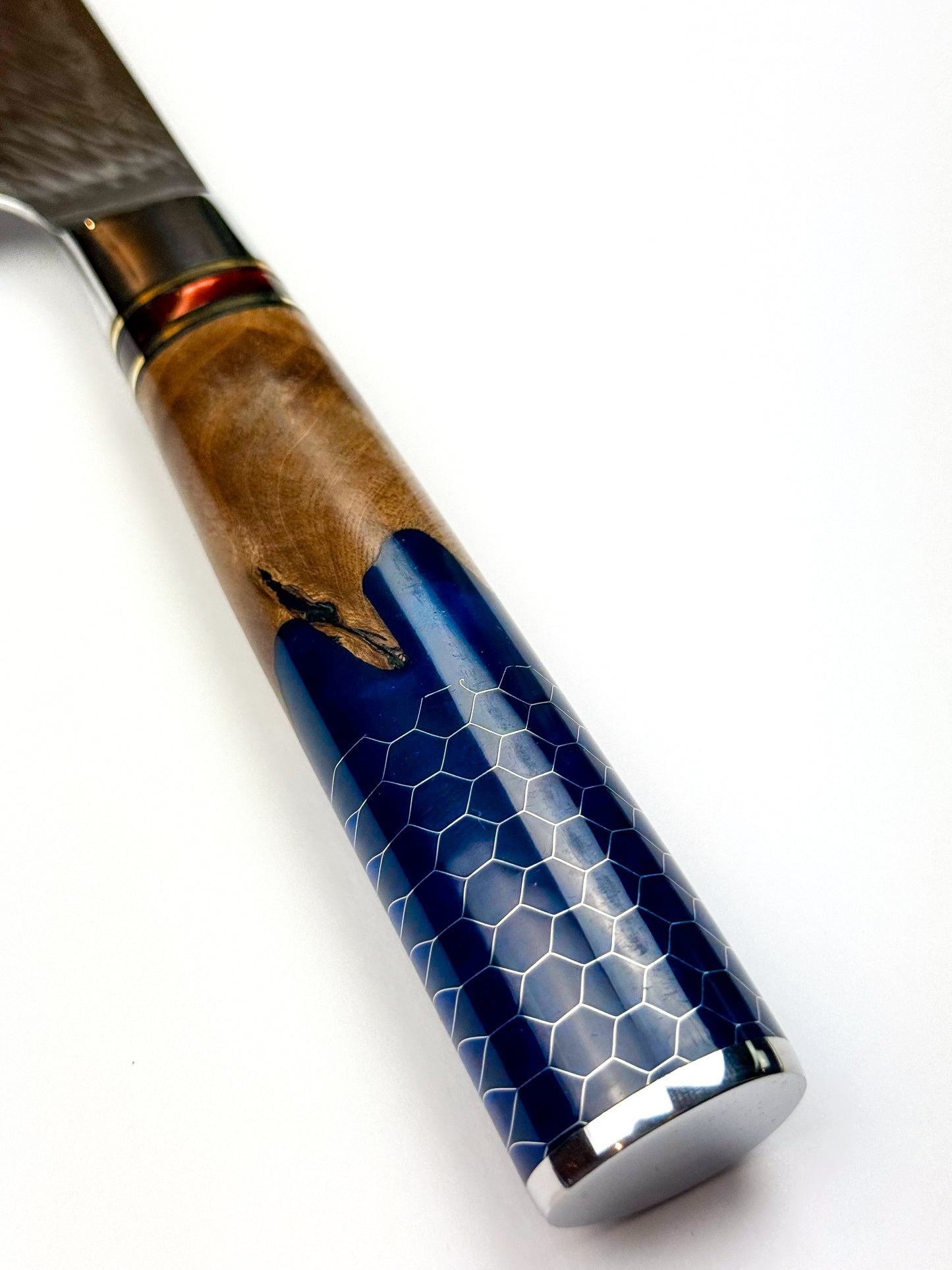 8" Chef Knife - Wood, Resin and Honeycomb Handle Design.