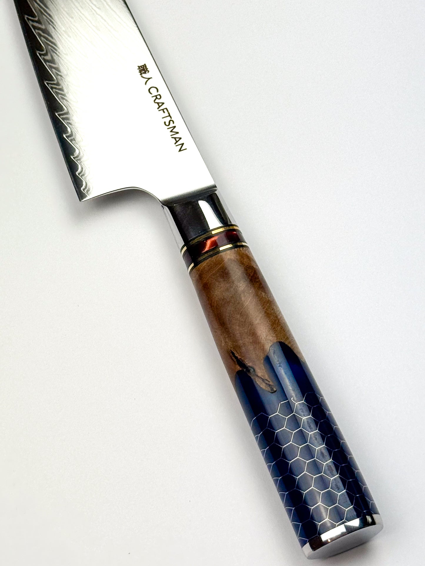 8" Chef Knife - Wood, Resin and Honeycomb Handle Design.