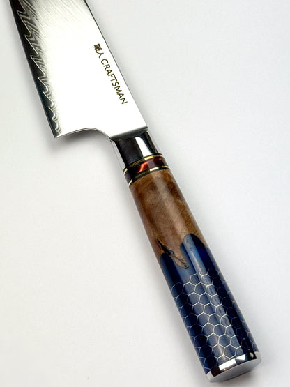 8" Chef Knife - Wood, Resin and Honeycomb Handle Design.