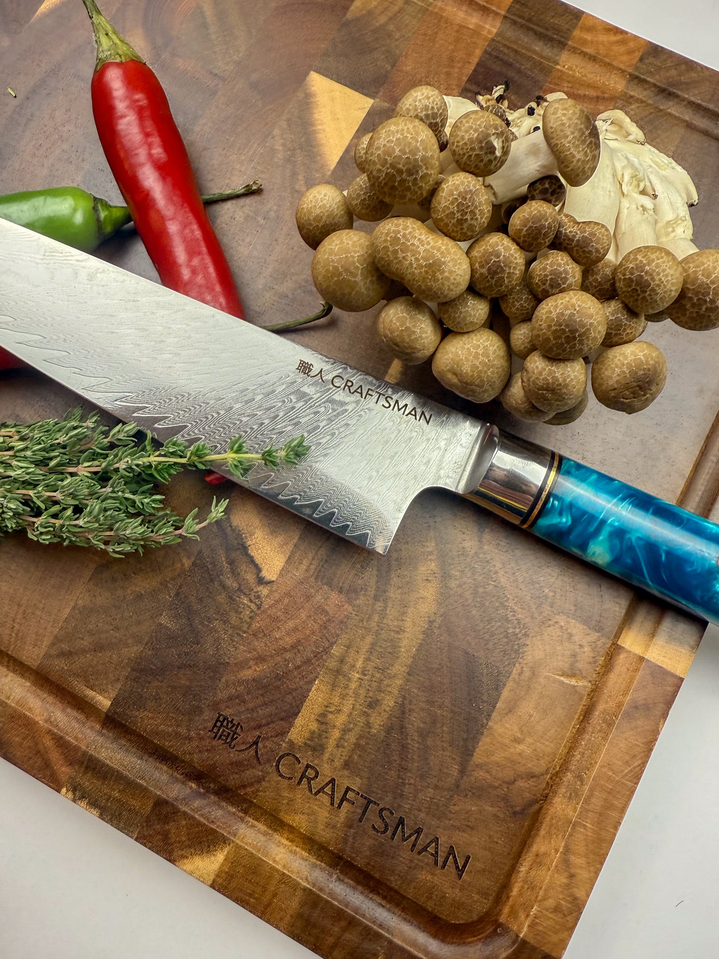 8" Chef Knife – Resin & Solidified Wood Handle