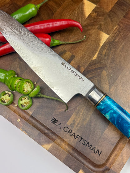 8" Chef Knife – Resin & Solidified Wood Handle