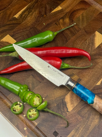 3-Piece Knife Set – Resin & Solidified Wood Handles (67-Layer Damascus Steel)