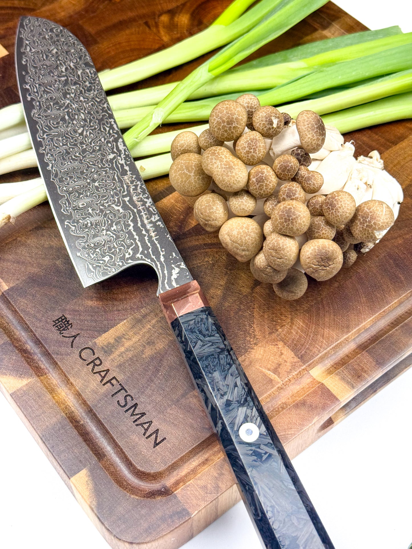 4-Piece Knife Set – Copper Bolster, Carbon Fibre Handles (67-Layer Damascus Steel)