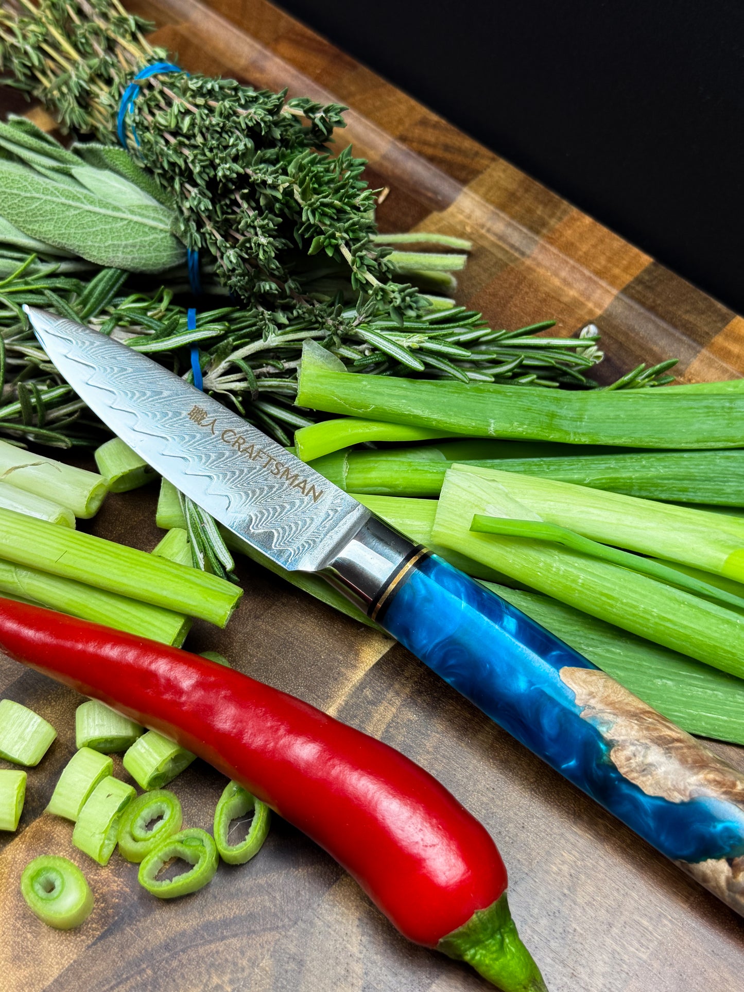 3.2" Paring Knife - Resin and Solidified Wood.