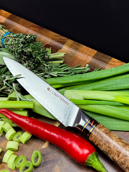 2-Piece Knife Set – White Resin & Solidified Wood Handles (67-Layer Damascus Steel)