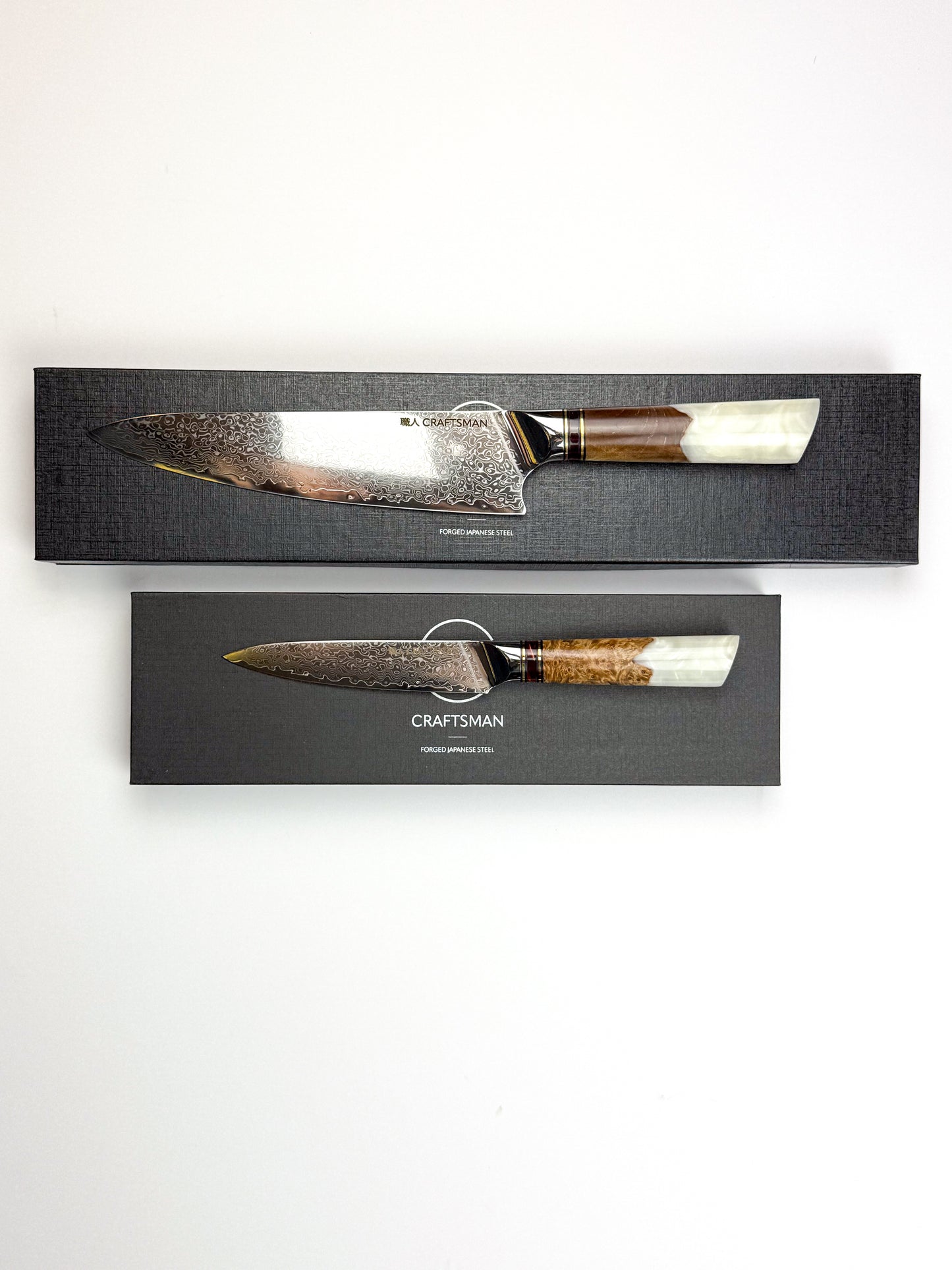 8" Chef Knife - White Resin & Solidified Wood