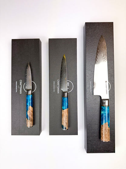 8" Chef Knife – Resin & Solidified Wood Handle